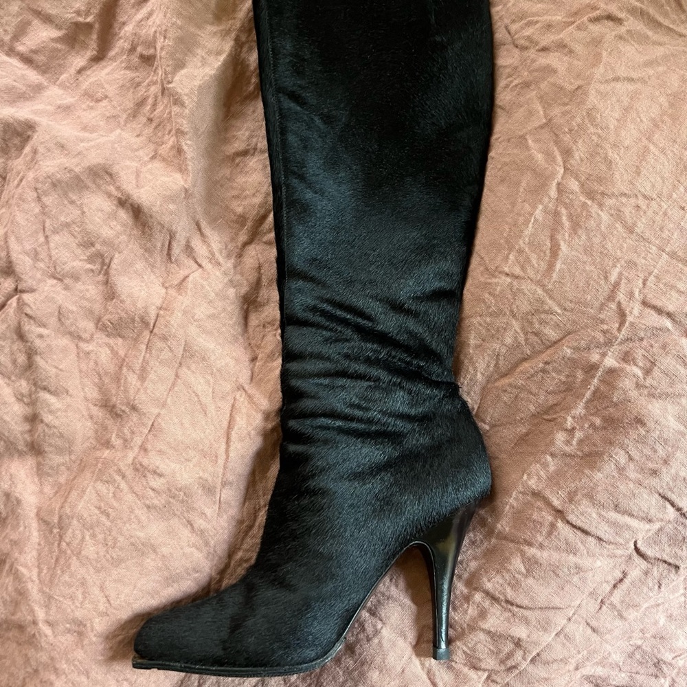 Giuseppe Zanotti Knee High Calf Hair Boots 🐄🖤